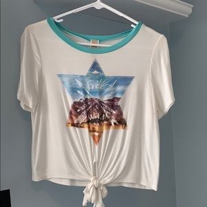 never worn before! white front tie t shirt